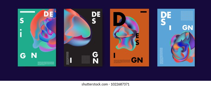 Abstract colorful liquid and curvy colors background for poster design. Blue, yellow, red, orange, pink and green. Vector banner poster template in Eps10.