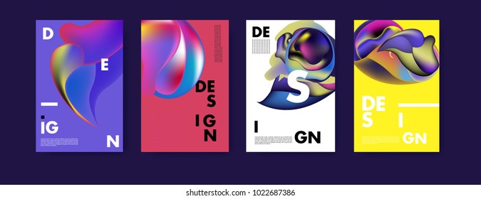 Abstract colorful liquid and curvy colors background for poster design. Blue, yellow, red, orange, pink and green. Vector banner poster template in Eps10.