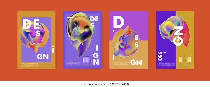 Abstract colorful liquid and curvy colors background for poster design. Blue, yellow, red, orange, pink and green. Vector banner poster template in Eps10.