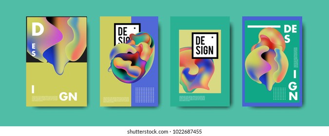 Abstract colorful liquid and curvy colors background for poster design. Blue, yellow, red, orange, pink and green. Vector banner poster template in Eps10.