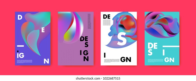 Abstract colorful liquid and curvy colors background for poster design. Blue, yellow, red, orange, pink and green. Vector banner poster template in Eps10.