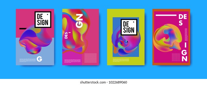 Abstract colorful liquid and curvy colors background for poster design. Blue, yellow, red, orange, pink and green. Vector banner poster template in Eps10.