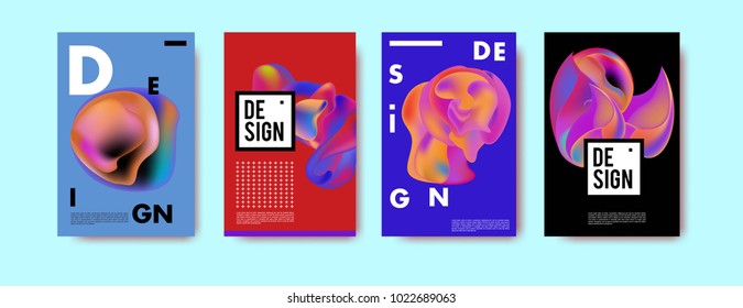 Abstract colorful liquid and curvy colors background for poster design. Blue, yellow, red, orange, pink and green. Vector banner poster template in Eps10.