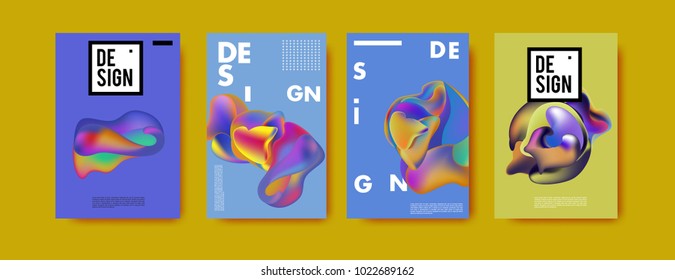 Abstract colorful liquid and curvy colors background for poster design. Blue, yellow, red, orange, pink and green. Vector banner poster template in Eps10.