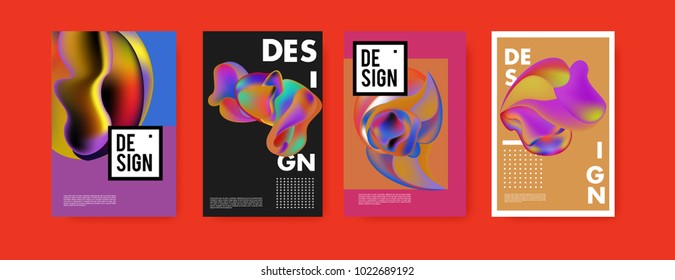 Abstract colorful liquid and curvy colors background for poster design. Blue, yellow, red, orange, pink and green. Vector banner poster template in Eps10.