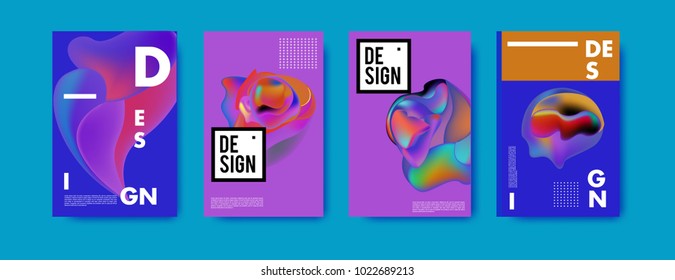 Abstract colorful liquid and curvy colors background for poster design. Blue, yellow, red, orange, pink and green. Vector banner poster template in Eps10.