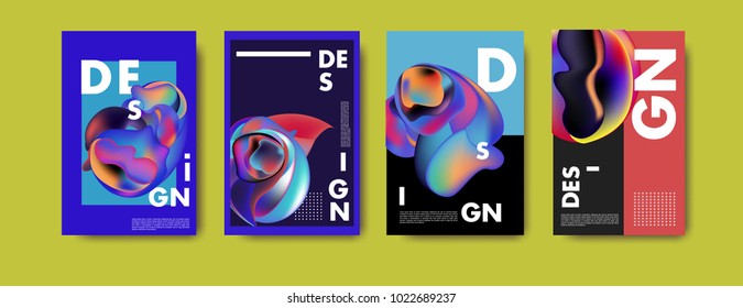 Abstract colorful liquid and curvy colors background for poster design. Blue, yellow, red, orange, pink and green. Vector banner poster template in Eps10.
