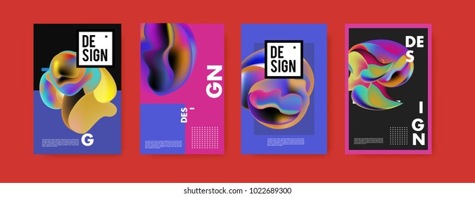 Abstract colorful liquid and curvy colors background for poster design. Blue, yellow, red, orange, pink and green. Vector banner poster template in Eps10.