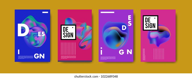 Abstract colorful liquid and curvy colors background for poster design. Blue, yellow, red, orange, pink and green. Vector banner poster template in Eps10.