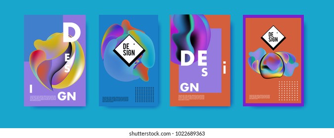 Abstract colorful liquid and curvy colors background for poster design. Blue, yellow, red, orange, pink and green. Vector banner poster template in Eps10.