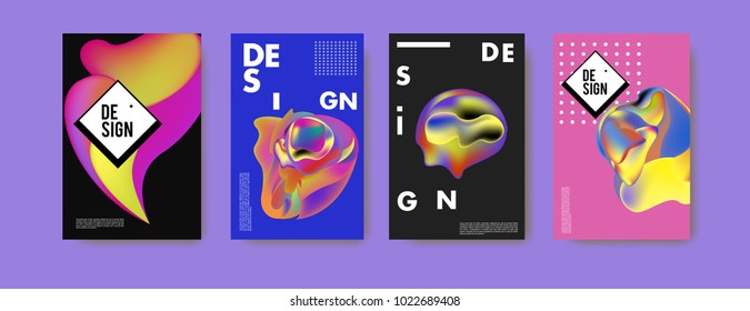 Abstract colorful liquid and curvy colors background for poster design. Blue, yellow, red, orange, pink and green. Vector banner poster template in Eps10.