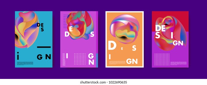 Abstract colorful liquid and curvy colors background for poster design. Blue, yellow, red, orange, pink and green. Vector banner poster template in Eps10.