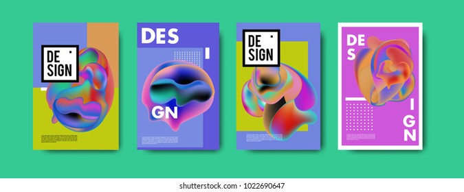 Abstract colorful liquid and curvy colors background for poster design. Blue, yellow, red, orange, pink and green. Vector banner poster template in Eps10.