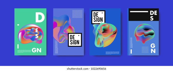 Abstract colorful liquid and curvy colors background for poster design. Blue, yellow, red, orange, pink and green. Vector banner poster template in Eps10.