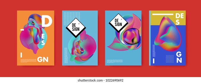 Abstract colorful liquid and curvy colors background for poster design. Blue, yellow, red, orange, pink and green. Vector banner poster template in Eps10.