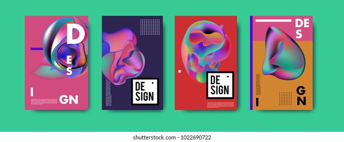 Abstract colorful liquid and curvy colors background for poster design. Blue, yellow, red, orange, pink and green. Vector banner poster template in Eps10.