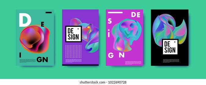 Abstract colorful liquid and curvy colors background for poster design. Blue, yellow, red, orange, pink and green. Vector banner poster template in Eps10.