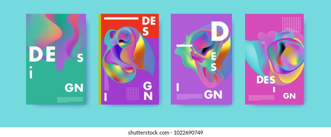 Abstract colorful liquid and curvy colors background for poster design. Blue, yellow, red, orange, pink and green. Vector banner poster template in Eps10.