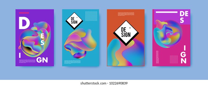 Abstract colorful liquid and curvy colors background for poster design. Blue, yellow, red, orange, pink and green. Vector banner poster template in Eps10.