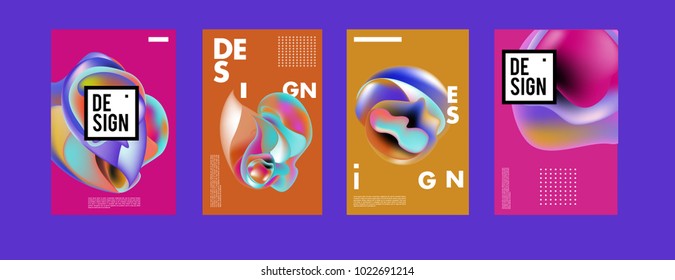 Abstract colorful liquid and curvy colors background for poster design. Blue, yellow, red, orange, pink and green. Vector banner poster template in Eps10.