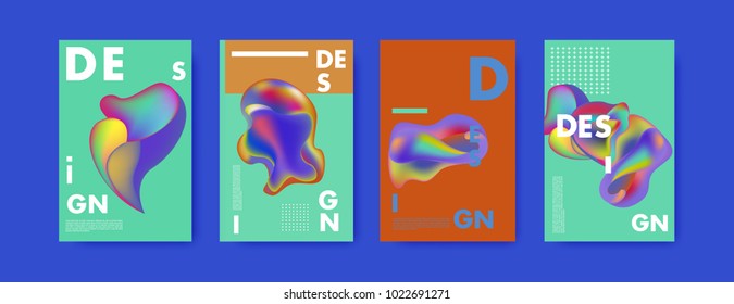 Abstract colorful liquid and curvy colors background for poster design. Blue, yellow, red, orange, pink and green. Vector banner poster template in Eps10.