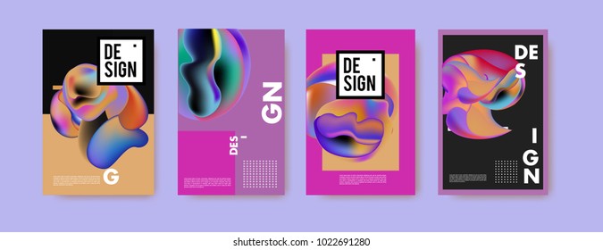 Abstract colorful liquid and curvy colors background for poster design. Blue, yellow, red, orange, pink and green. Vector banner poster template in Eps10.