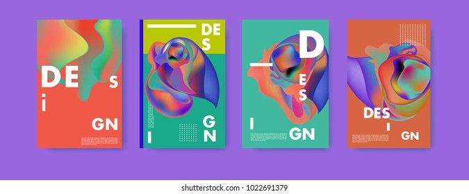 Abstract colorful liquid and curvy colors background for poster design. Blue, yellow, red, orange, pink and green. Vector banner poster template in Eps10.