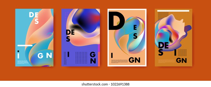 Abstract colorful liquid and curvy colors background for poster design. Blue, yellow, red, orange, pink and green. Vector banner poster template in Eps10.