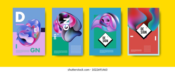 Abstract colorful liquid and curvy colors background for poster design. Blue, yellow, red, orange, pink and green. Vector banner poster template in Eps10.