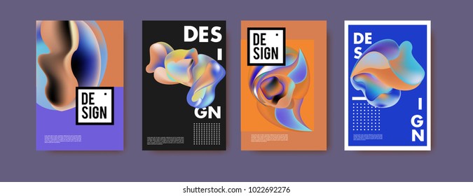 Abstract colorful liquid and curvy colors background for poster design. Blue, yellow, red, orange, pink and green. Vector banner poster template in Eps10.