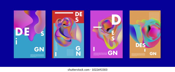 Abstract colorful liquid and curvy colors background for poster design. Blue, yellow, red, orange, pink and green. Vector banner poster template in Eps10.