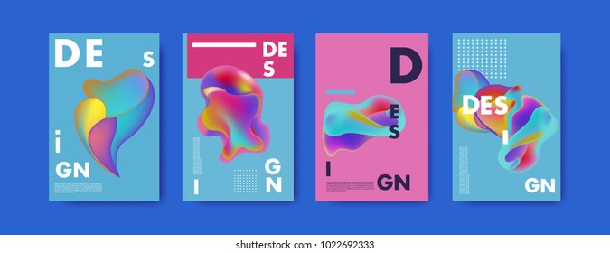 Abstract colorful liquid and curvy colors background for poster design. Blue, yellow, red, orange, pink and green. Vector banner poster template in Eps10.