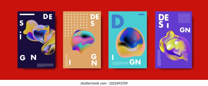 Abstract colorful liquid and curvy colors background for poster design. Blue, yellow, red, orange, pink and green. Vector banner poster template in Eps10.