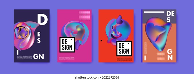 Abstract colorful liquid and curvy colors background for poster design. Blue, yellow, red, orange, pink and green. Vector banner poster template in Eps10.
