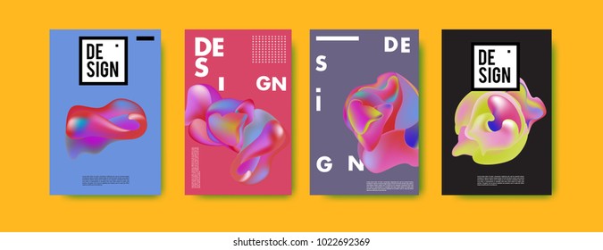 Abstract colorful liquid and curvy colors background for poster design. Blue, yellow, red, orange, pink and green. Vector banner poster template in Eps10.