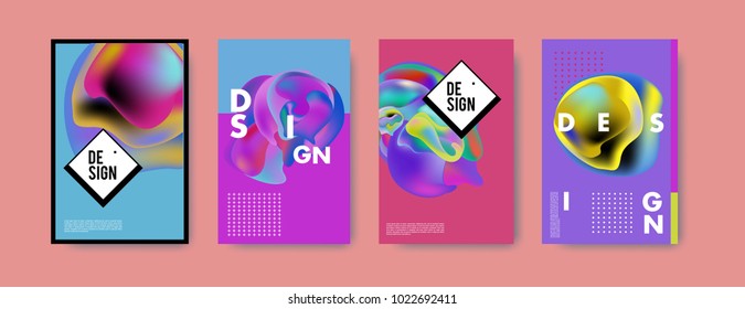 Abstract colorful liquid and curvy colors background for poster design. Blue, yellow, red, orange, pink and green. Vector banner poster template in Eps10.