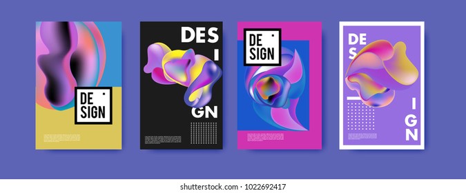 Abstract colorful liquid and curvy colors background for poster design. Blue, yellow, red, orange, pink and green. Vector banner poster template in Eps10.