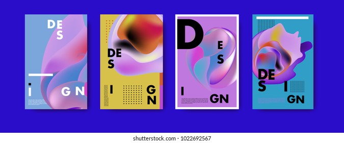 Abstract colorful liquid and curvy colors background for poster design. Blue, yellow, red, orange, pink and green. Vector banner poster template in Eps10.