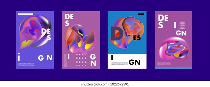 Abstract colorful liquid and curvy colors background for poster design. Blue, yellow, red, orange, pink and green. Vector banner poster template in Eps10.