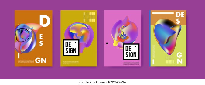 Abstract colorful liquid and curvy colors background for poster design. Blue, yellow, red, orange, pink and green. Vector banner poster template in Eps10.