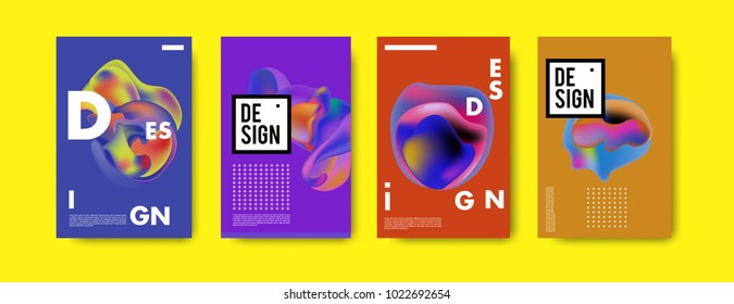 Abstract colorful liquid and curvy colors background for poster design. Blue, yellow, red, orange, pink and green. Vector banner poster template in Eps10.