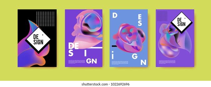 Abstract colorful liquid and curvy colors background for poster design. Blue, yellow, red, orange, pink and green. Vector banner poster template in Eps10.