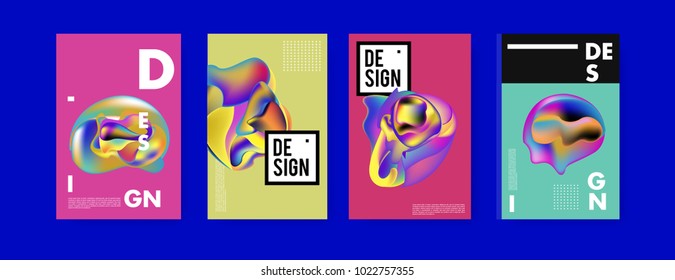 Abstract colorful liquid and curvy colors background for poster design. Blue, yellow, red, orange, pink and green. Vector banner poster template in Eps10.
