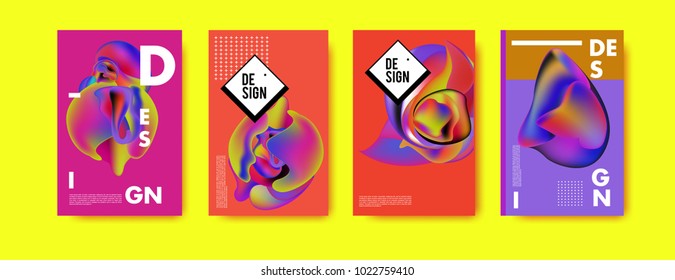 Abstract colorful liquid and curvy colors background for poster design. Blue, yellow, red, orange, pink and green. Vector banner poster template in Eps10.