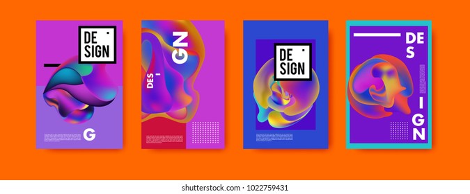 Abstract colorful liquid and curvy colors background for poster design. Blue, yellow, red, orange, pink and green. Vector banner poster template in Eps10.