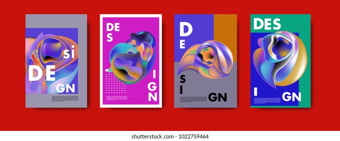 Abstract colorful liquid and curvy colors background for poster design. Blue, yellow, red, orange, pink and green. Vector banner poster template in Eps10.