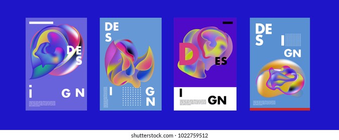 Abstract colorful liquid and curvy colors background for poster design. Blue, yellow, red, orange, pink and green. Vector banner poster template in Eps10.