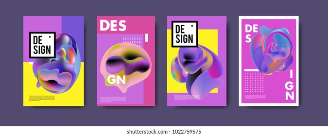 Abstract colorful liquid and curvy colors background for poster design. Blue, yellow, red, orange, pink and green. Vector banner poster template in Eps10.