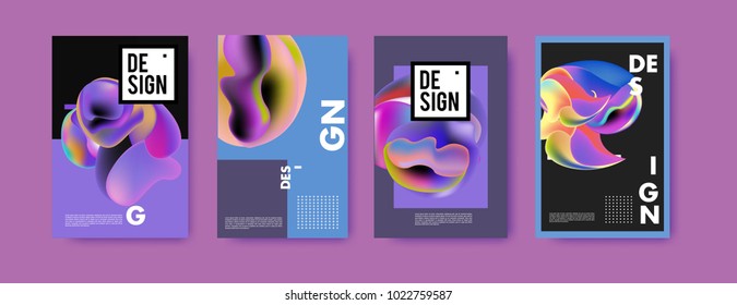 Abstract colorful liquid and curvy colors background for poster design. Blue, yellow, red, orange, pink and green. Vector banner poster template in Eps10.