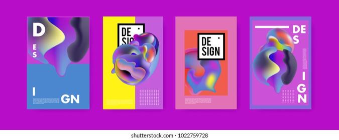 Abstract colorful liquid and curvy colors background for poster design. Blue, yellow, red, orange, pink and green. Vector banner poster template in Eps10.